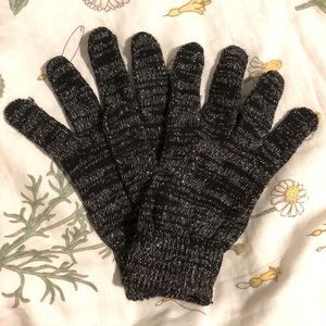 Black & Silver Metallic Gloves